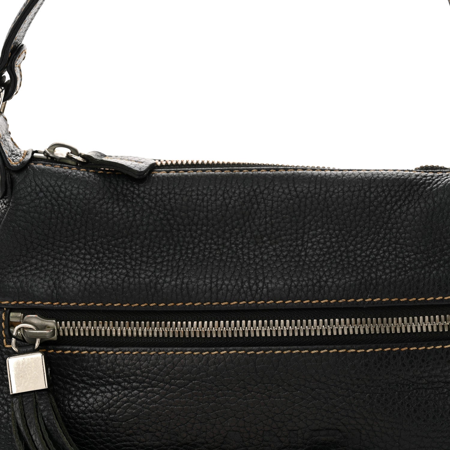 Chanel Grained Calfskin Tassel Shoulder Bag Black 9 of 13