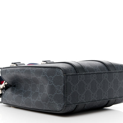 Gucci GG Supreme Monogram Appia Calfskin Web Mini Tote Bag Black 9 of 11