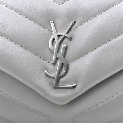 Saint Laurent Calfskin Y Quilted Monogram Small Loulou Chain Satchel Granite 14 of 19