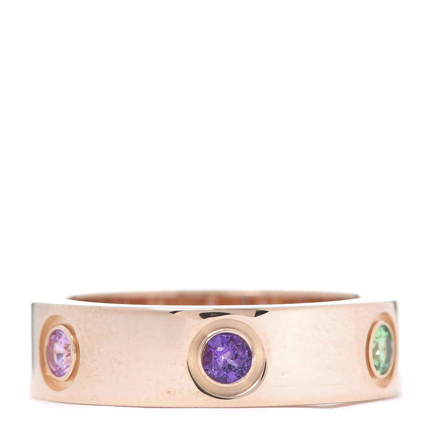 18K Pink Gold Sapphire Garnet Amethyst 5.5mm LOVE Ring 53 6.25
