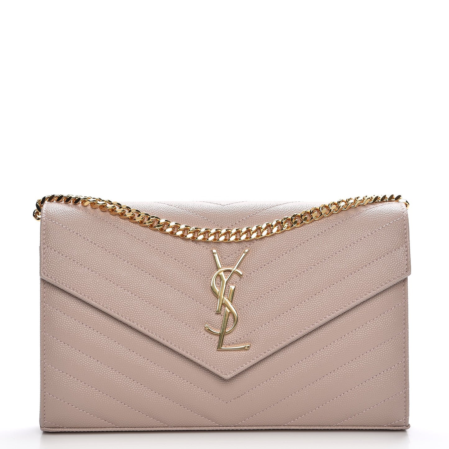Grain De Poudre Matelasse Chevron Monogram Chain Wallet Rose Antic