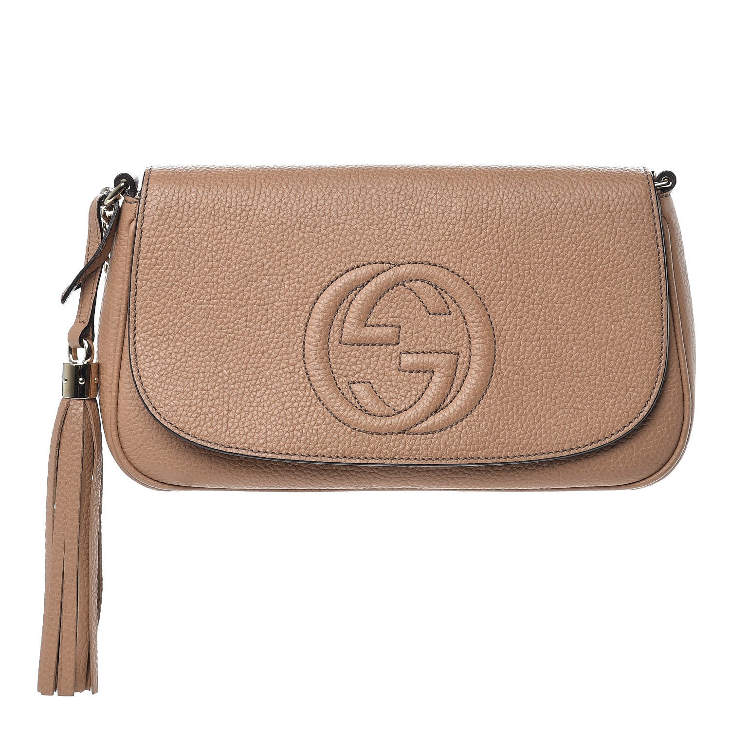 Gucci Pebbled Calfskin Medium Soho Flap Crossbody Camelia 1 of 9