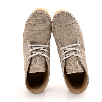 Chanel Striated Suede Espadrilles High Top Espadrilles 37 Light Grey 2 of 10