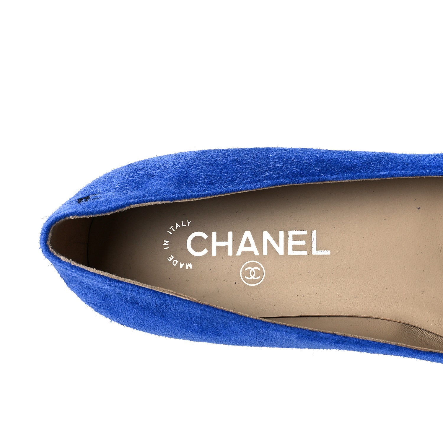 Chanel Suede Satin Cap Toe Gabrielle Ballerina Flats 39 Royal Blue Black 4 of 11