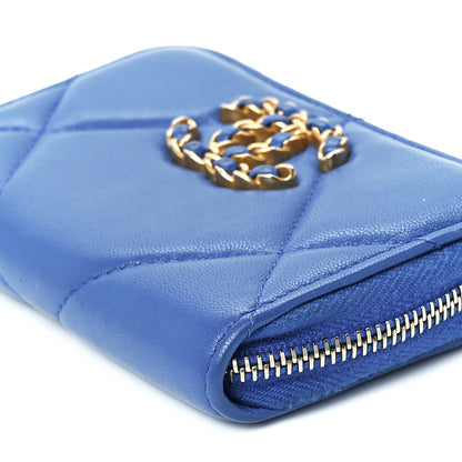 Chanel Lambskin Quilted Chanel 19 Zip Around Coin Purse Wallet Dark Blue 11 of 13