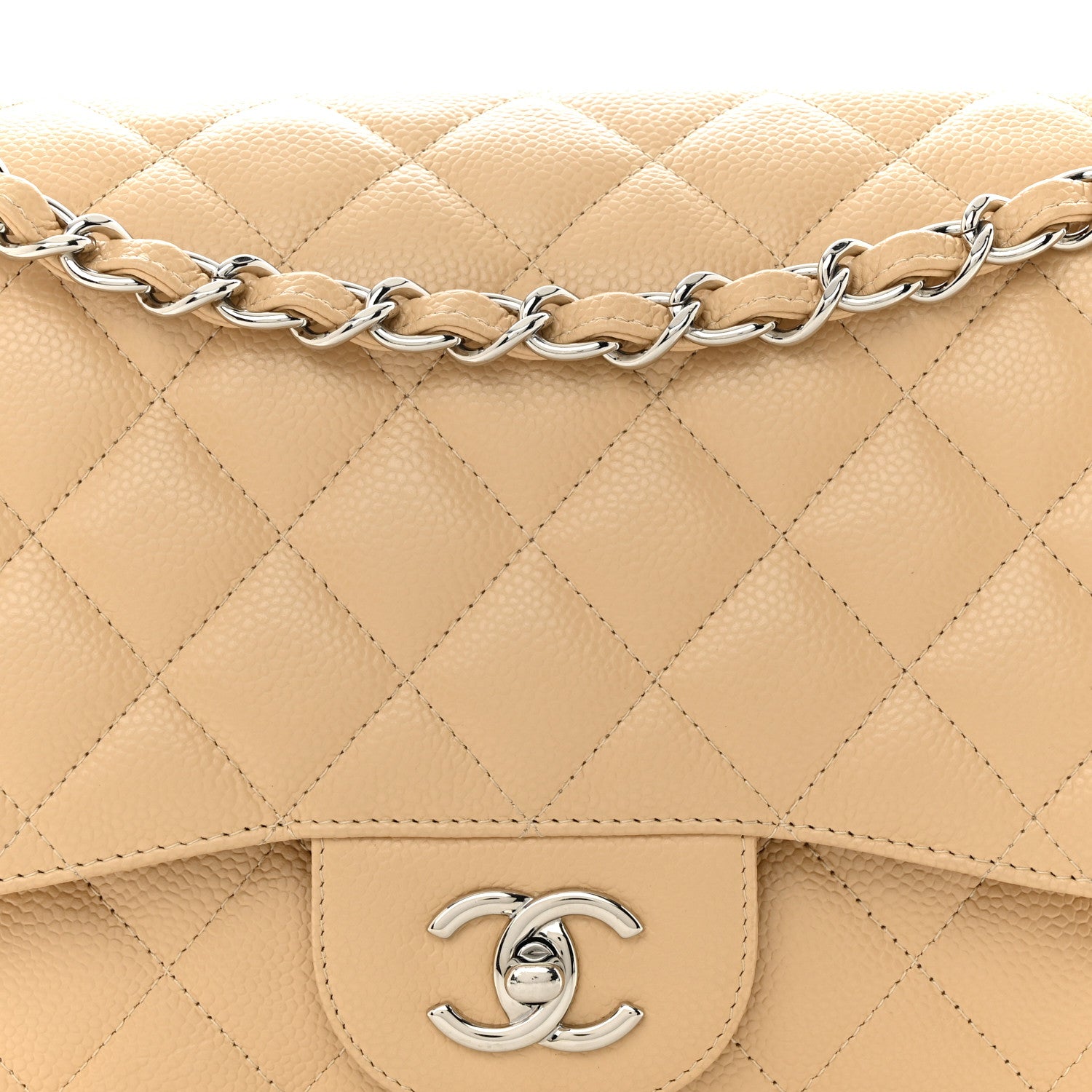 Chanel Caviar Quilted Jumbo Double Flap Beige Clair 8 of 12