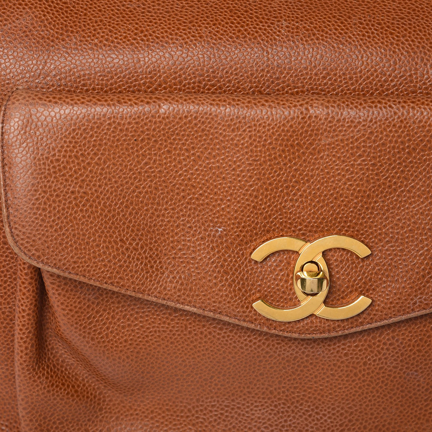 Caviar Flap Shoulder Bag Brown