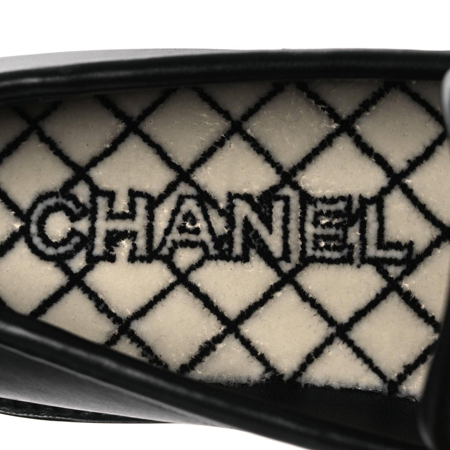 Calfskin Fabric Embroidered Quilted CC Loafers 37 Ivory Black
