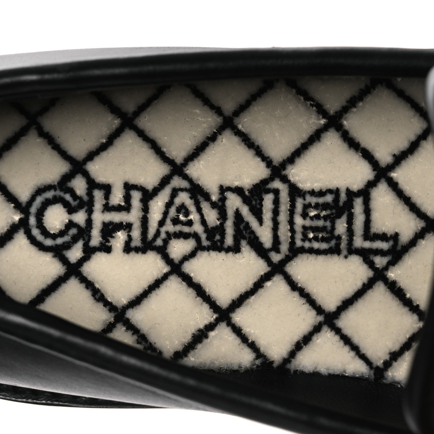 Chanel Calfskin Fabric Embroidered Quilted CC Loafers 37 Ivory Black 9 of 11