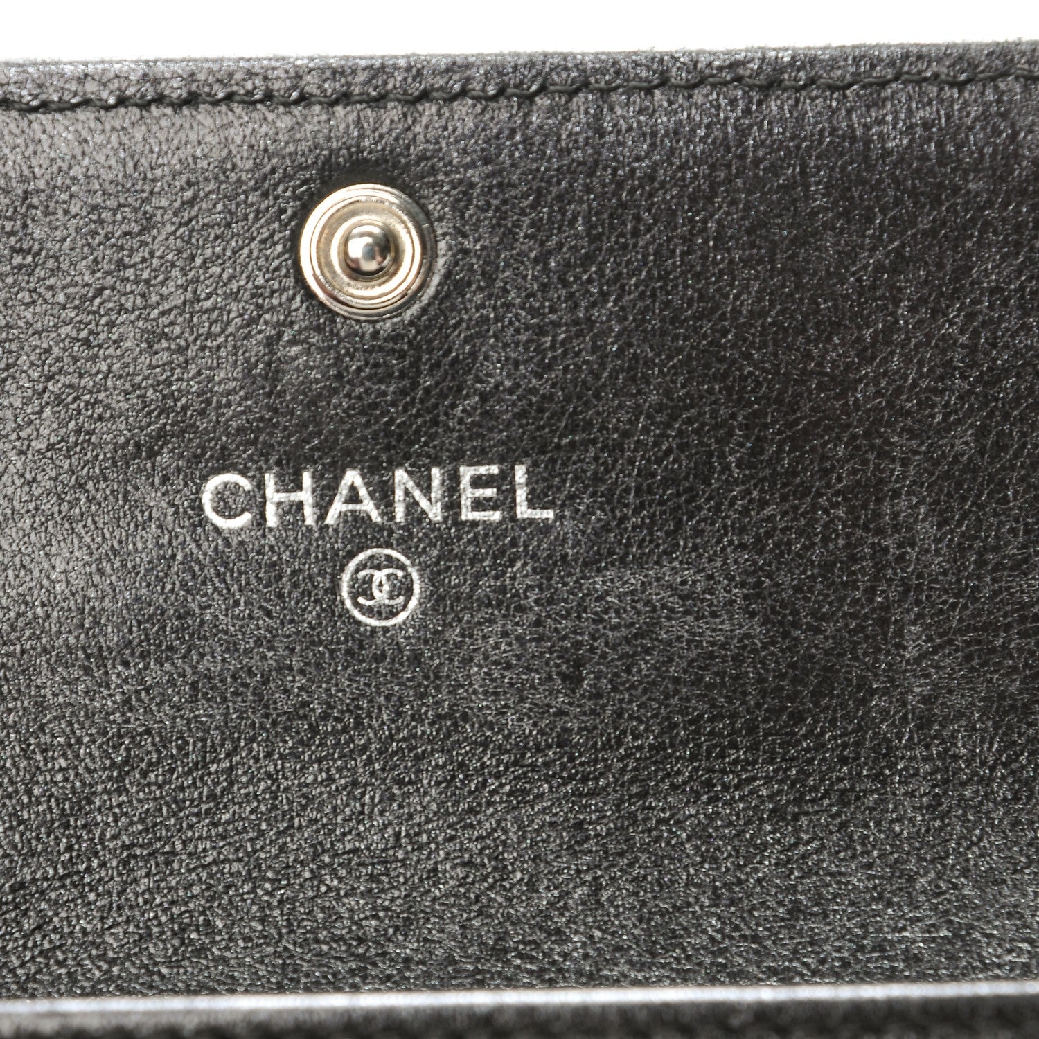 Chanel Metallic Calfskin Perforated Quilted Card Holder Grey 6 of 9