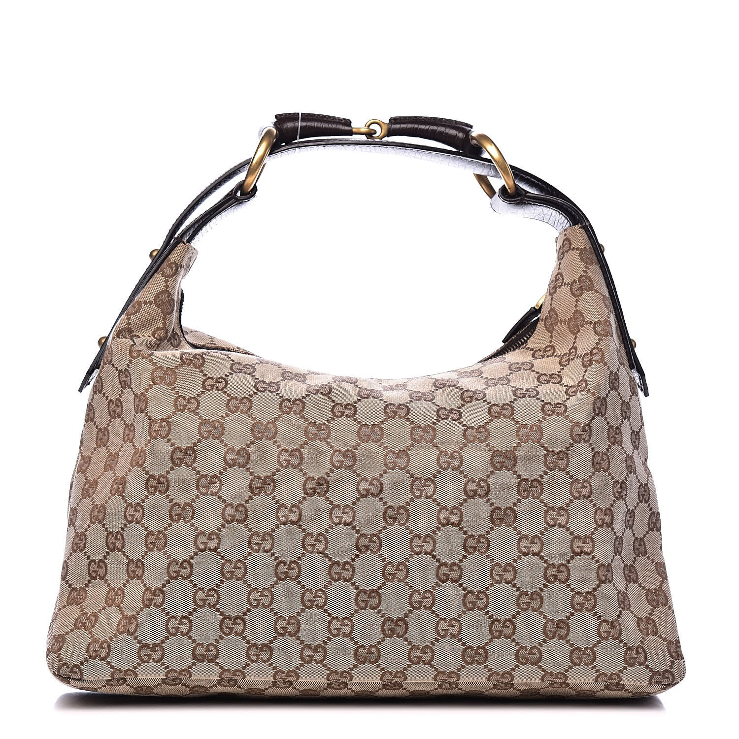 Gucci Monogram Medium Horsebit Chain Hobo Dark Brown 1 of 14