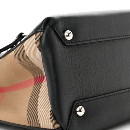 Burberry Pebbled Calfskin House Check Studded Baby Banner Tote Black 9 of 15