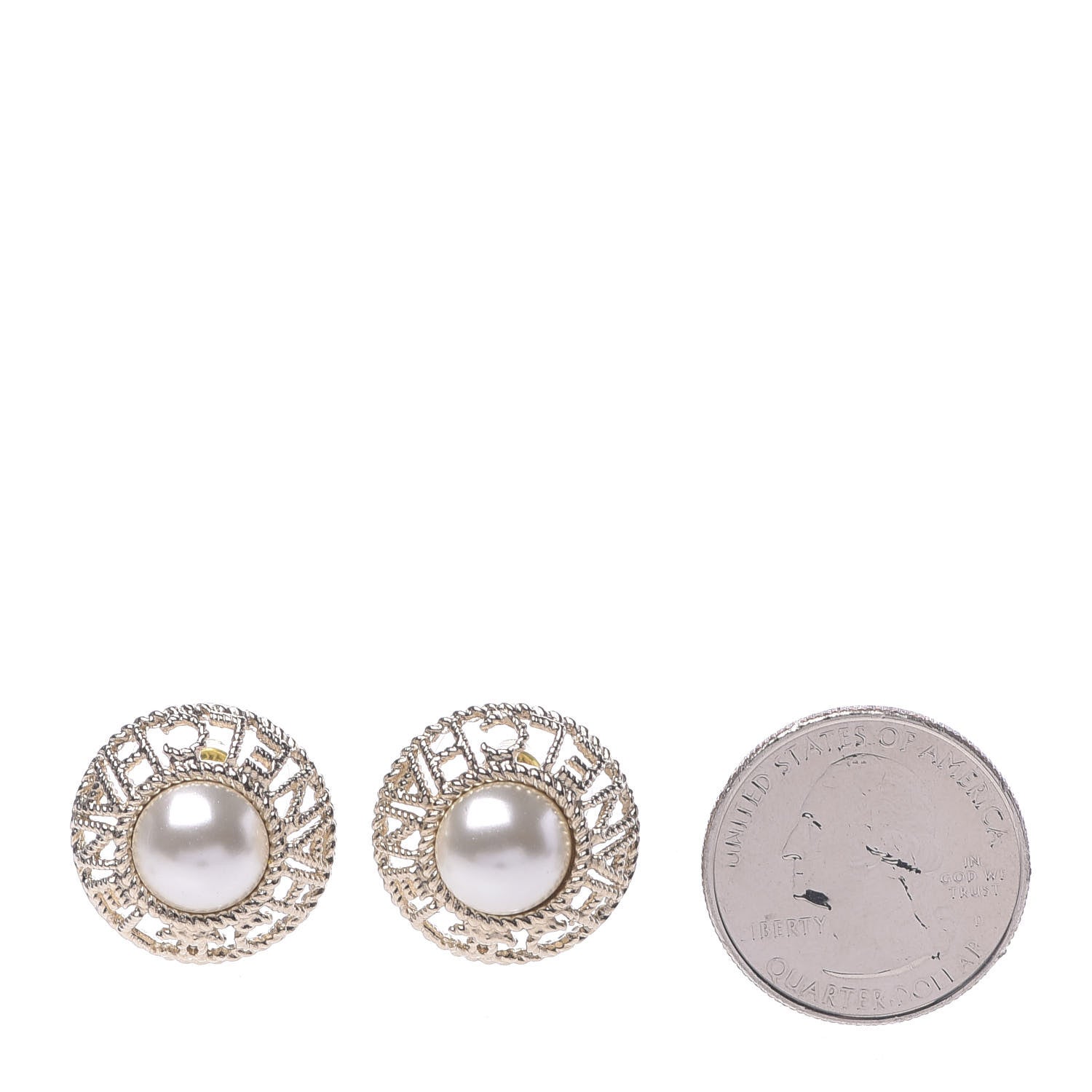 Chanel Pearl CC Round Rope Logo Earrings Gold 2 of 5