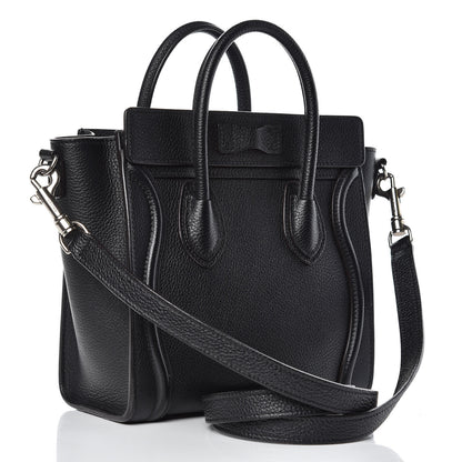 Celine Drummed Calfskin Nano Luggage Black 3 of 9