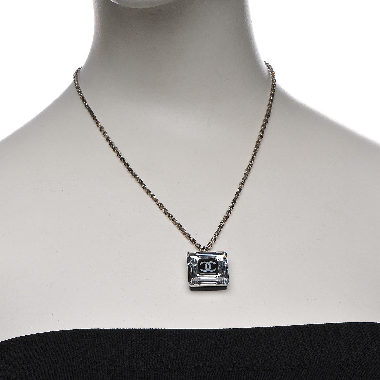 Chanel Lucite CC Square Charm Necklace 2 of 6