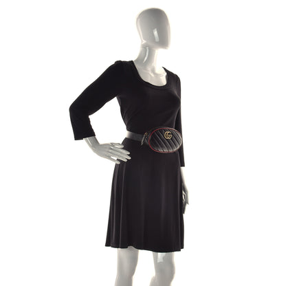 Gucci Azalea Calfskin Matelasse Diagonal Torchon GG Marmont Belt Bag 85 34 Black Romantic Cerise 2 of 8