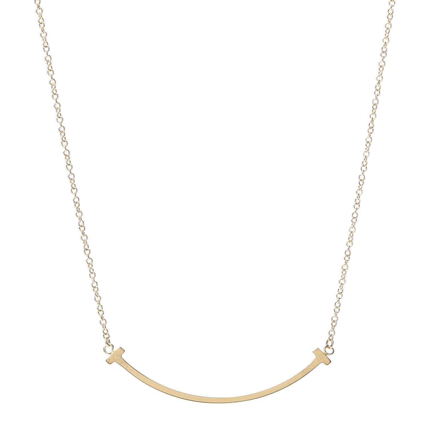 Tiffany 18K Yellow Gold Small T Smile Pendant Necklace 1 of 6