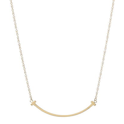 Tiffany 18K Yellow Gold Small T Smile Pendant Necklace 1 of 6