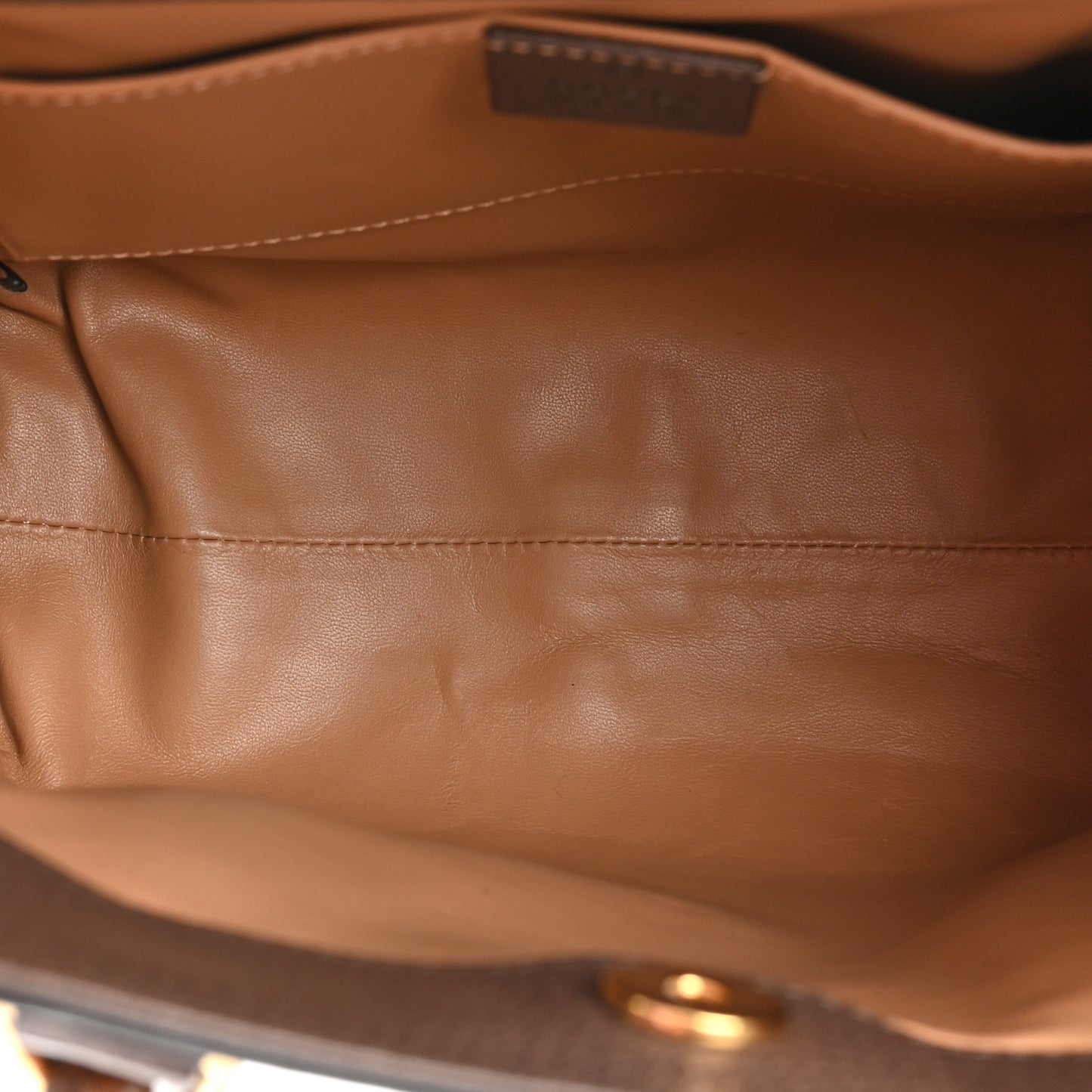 Monogram Jumbo GG Textured Dollar Calfskin Small Diana Tote Bag Camel Ebony New Acero