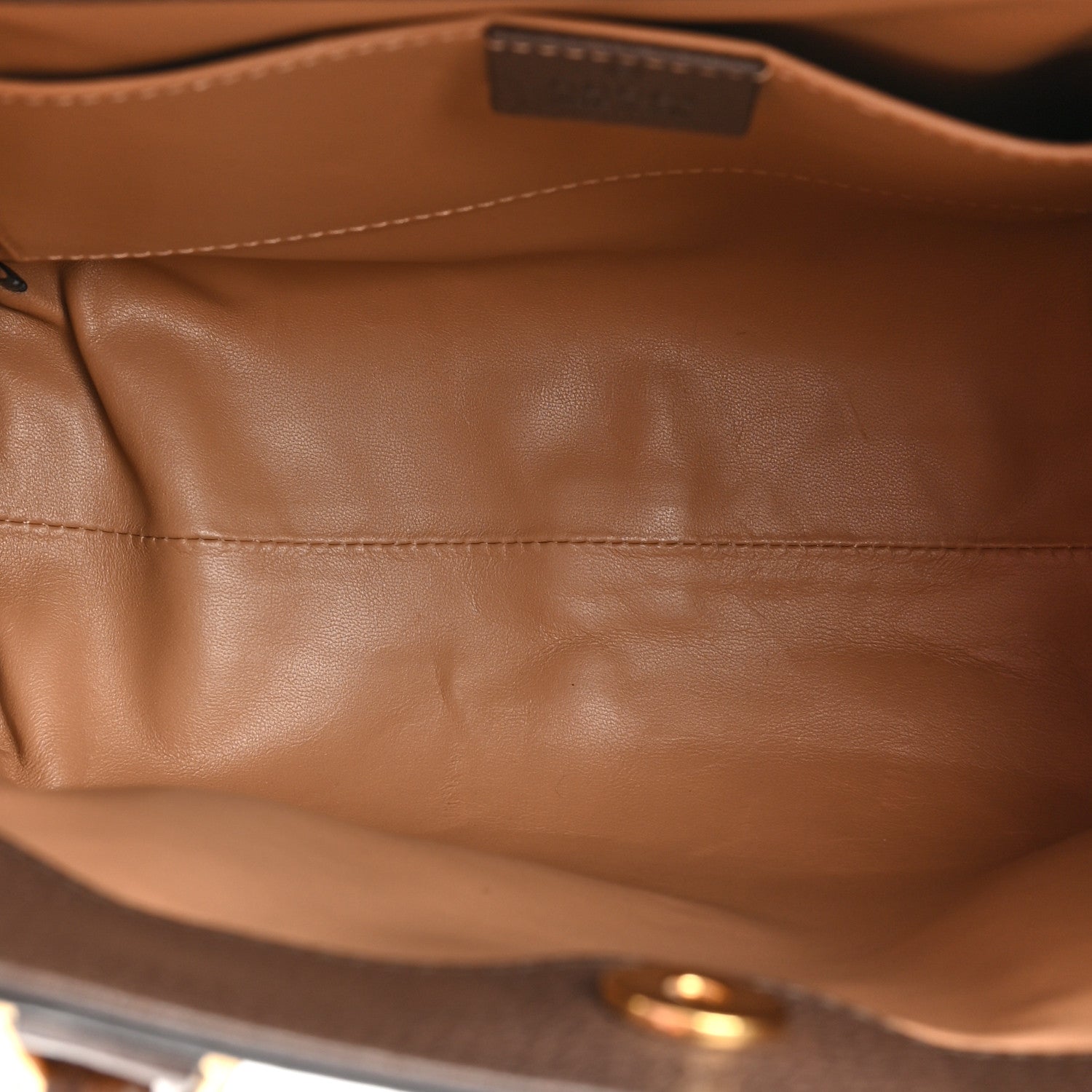Gucci Monogram Jumbo GG Textured Dollar Calfskin Small Diana Tote Bag Camel Ebony New Acero 5 of 12