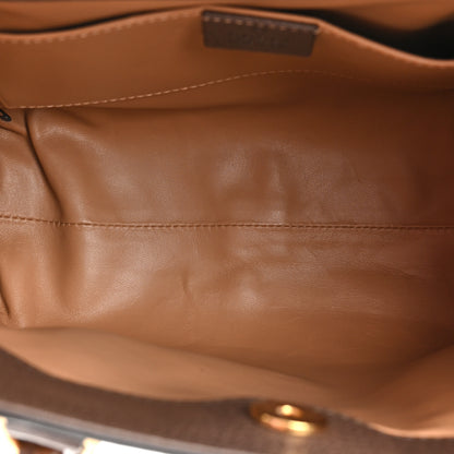 Gucci Monogram Jumbo GG Textured Dollar Calfskin Small Diana Tote Bag Camel Ebony New Acero 5 of 12