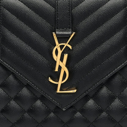 Saint Laurent Grain De Poudre Textured Mixed Matelasse Triquilt Medium Monogram Satchel Black 7 of 10