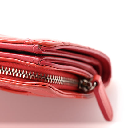 Chanel Patent Quilted Zip Pocket Wallet Coral 14 of 15