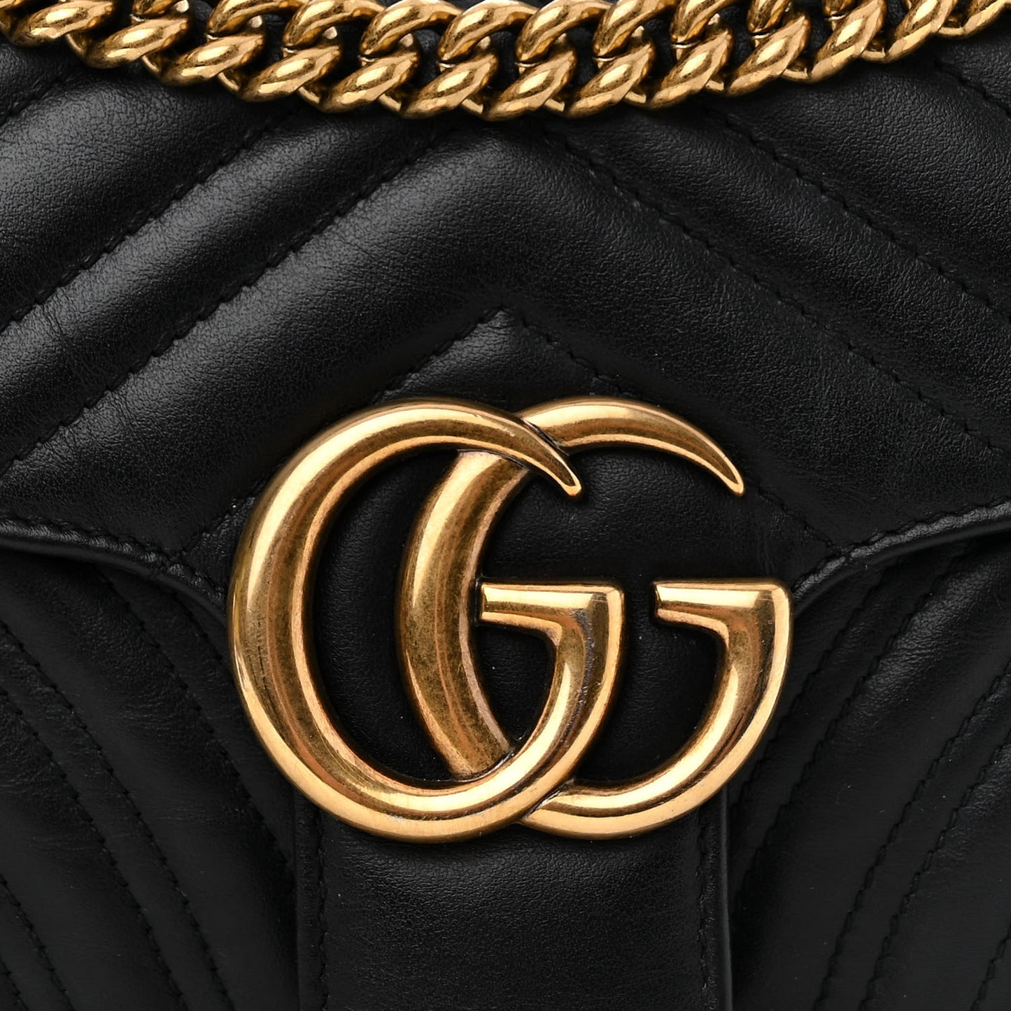 Calfskin Matelasse Small GG Marmont Shoulder Bag Black