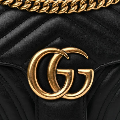 Gucci Calfskin Matelasse Small GG Marmont Shoulder Bag Black 8 of 12