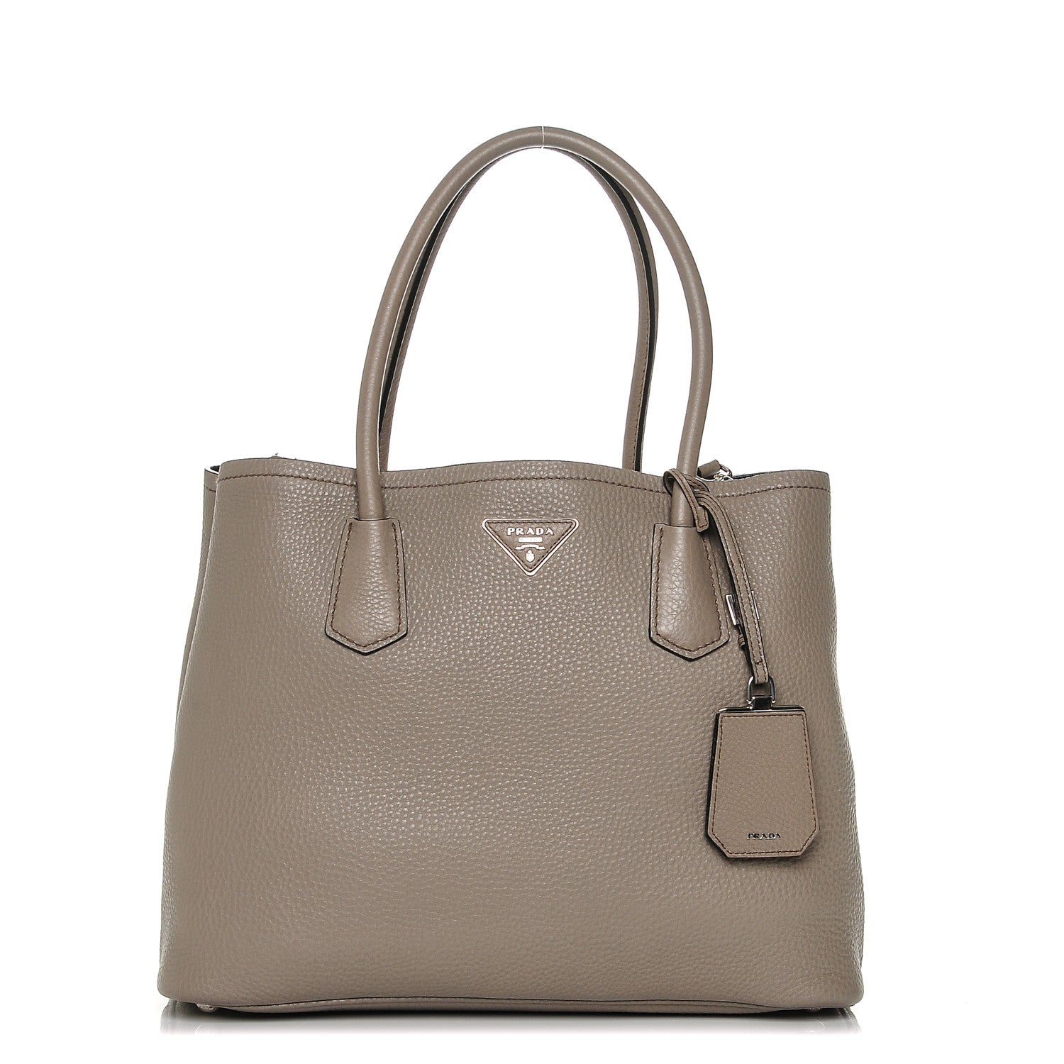 Prada Vitello Daino Medium Double Bag Argilla Black 1 of 6