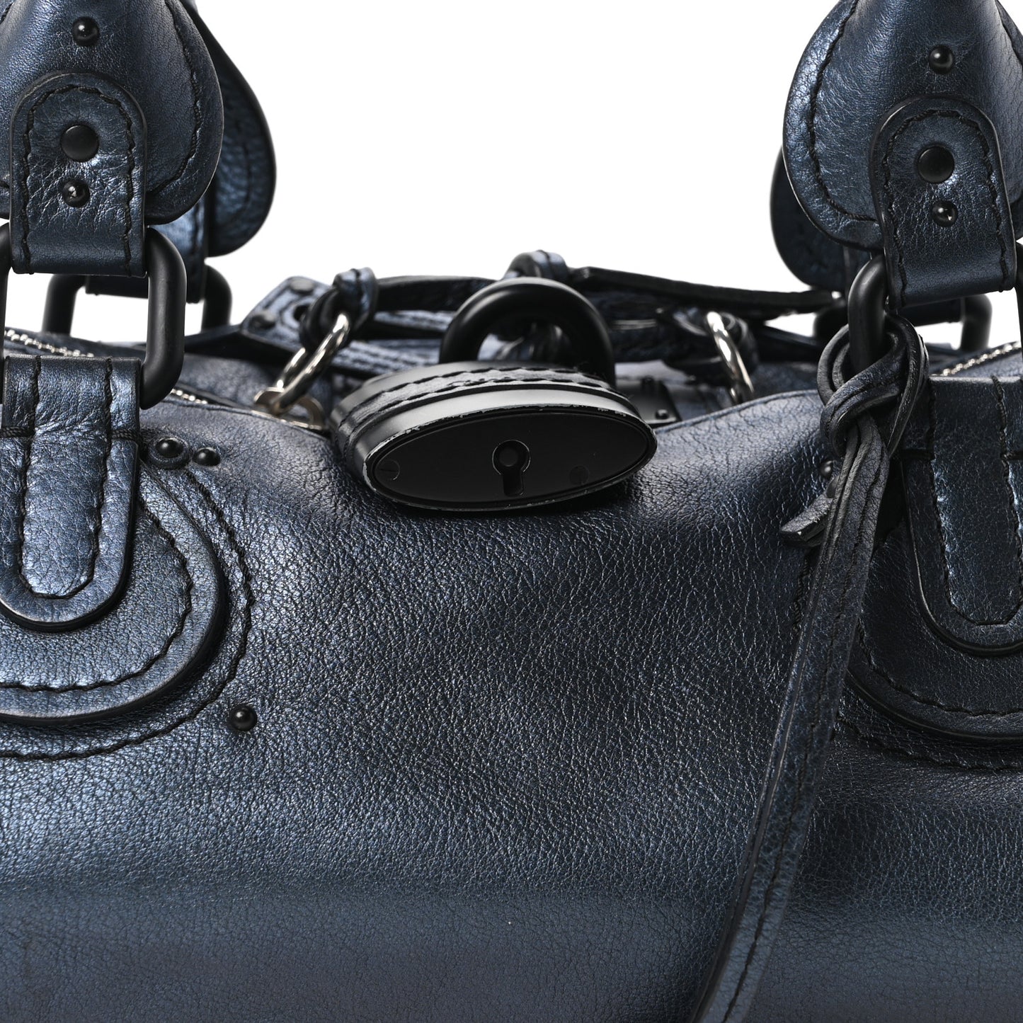 Metallic Calfskin Medium Paddington Satchel Blue