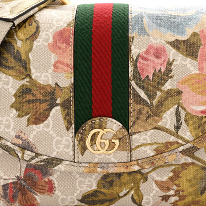 Gucci GG Supreme Monogram Water Flora Web Studded Mini Ophidia Flap Shoulder Bag Beige White Multicolor 8 of 12
