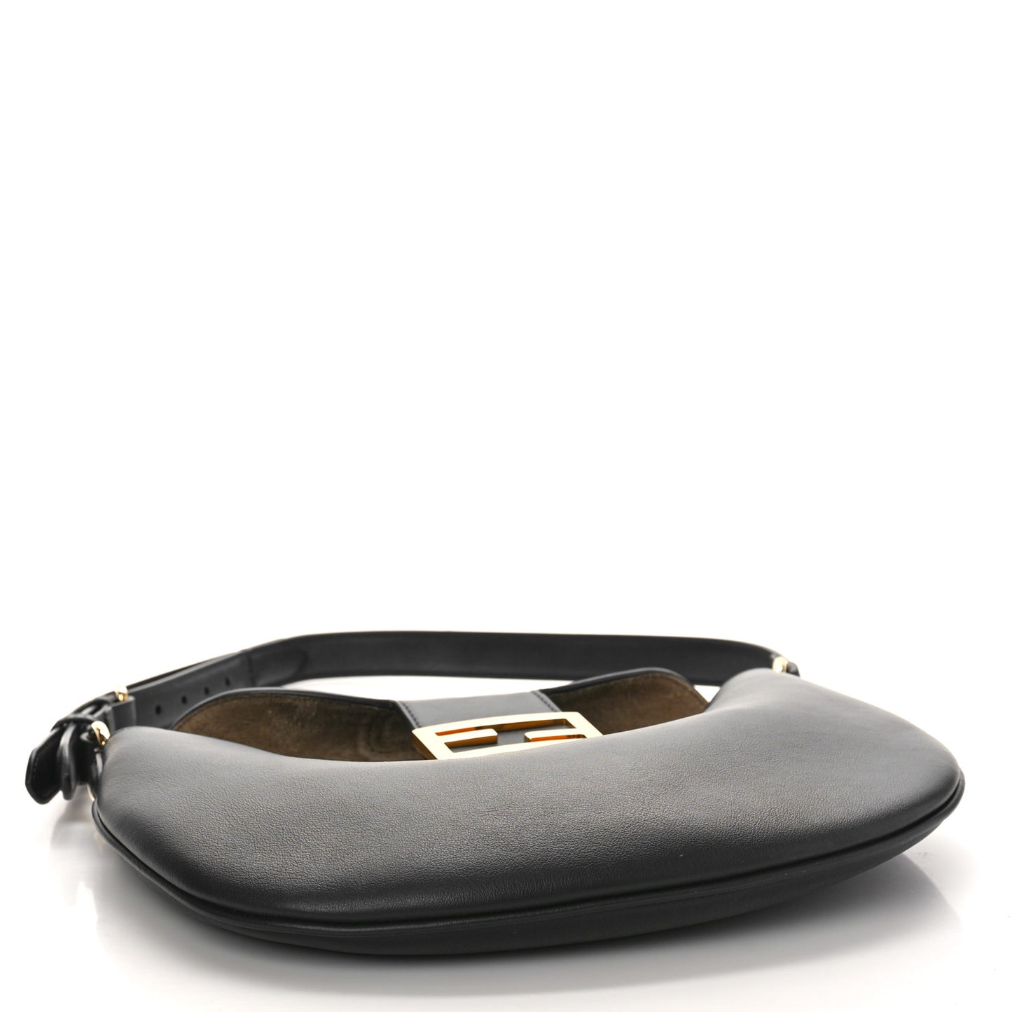 Vitello Grace Suede Small Croissant Hobo Black