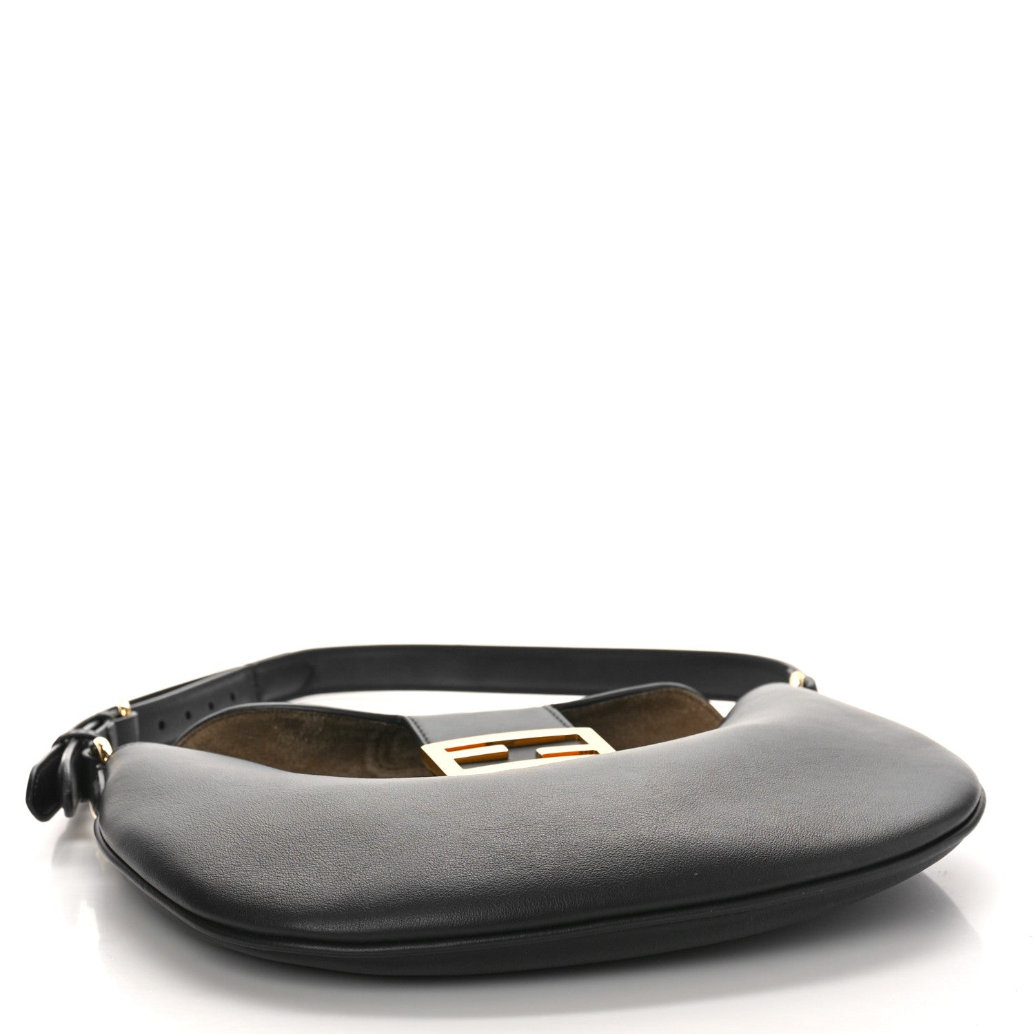 Fendi Vitello Grace Suede Small Croissant Hobo Black 4 of 8