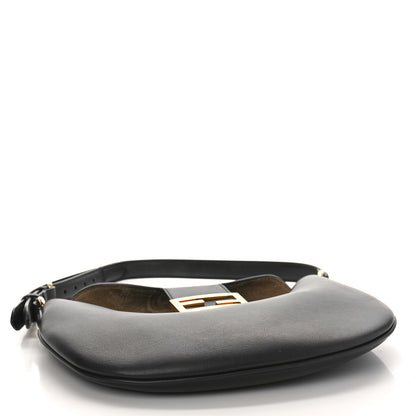 Fendi Vitello Grace Suede Small Croissant Hobo Black 4 of 8