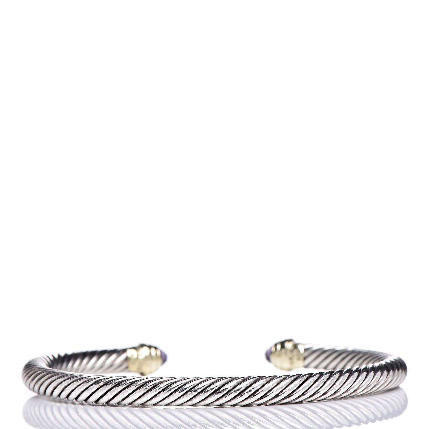 David Yurman Sterling Silver 14K Yellow Gold Amethyst 5mm Cable Classics Petite Color Bracelet 3 of 5