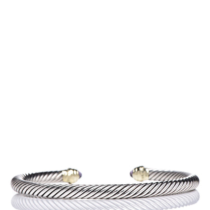 David Yurman Sterling Silver 14K Yellow Gold Amethyst 5mm Cable Classics Petite Color Bracelet 3 of 5