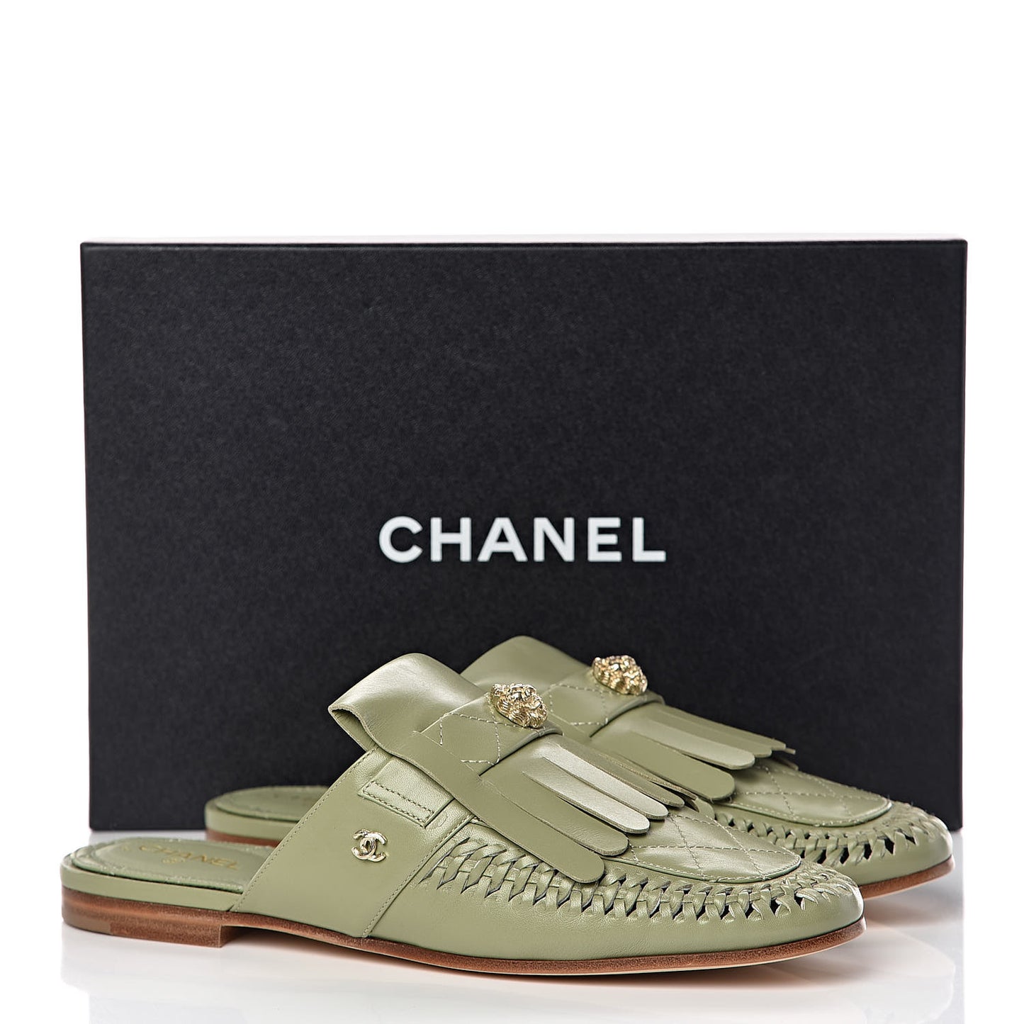 Lambskin Kangaroo Mules 39.5 Light Green