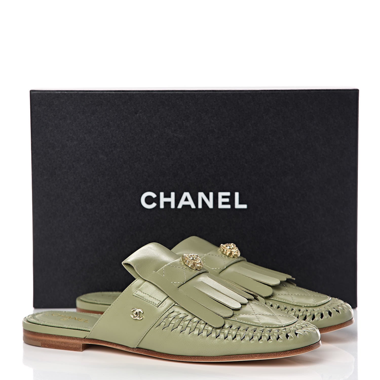 Chanel Lambskin Kangaroo Mules 39.5 Light Green 10 of 10