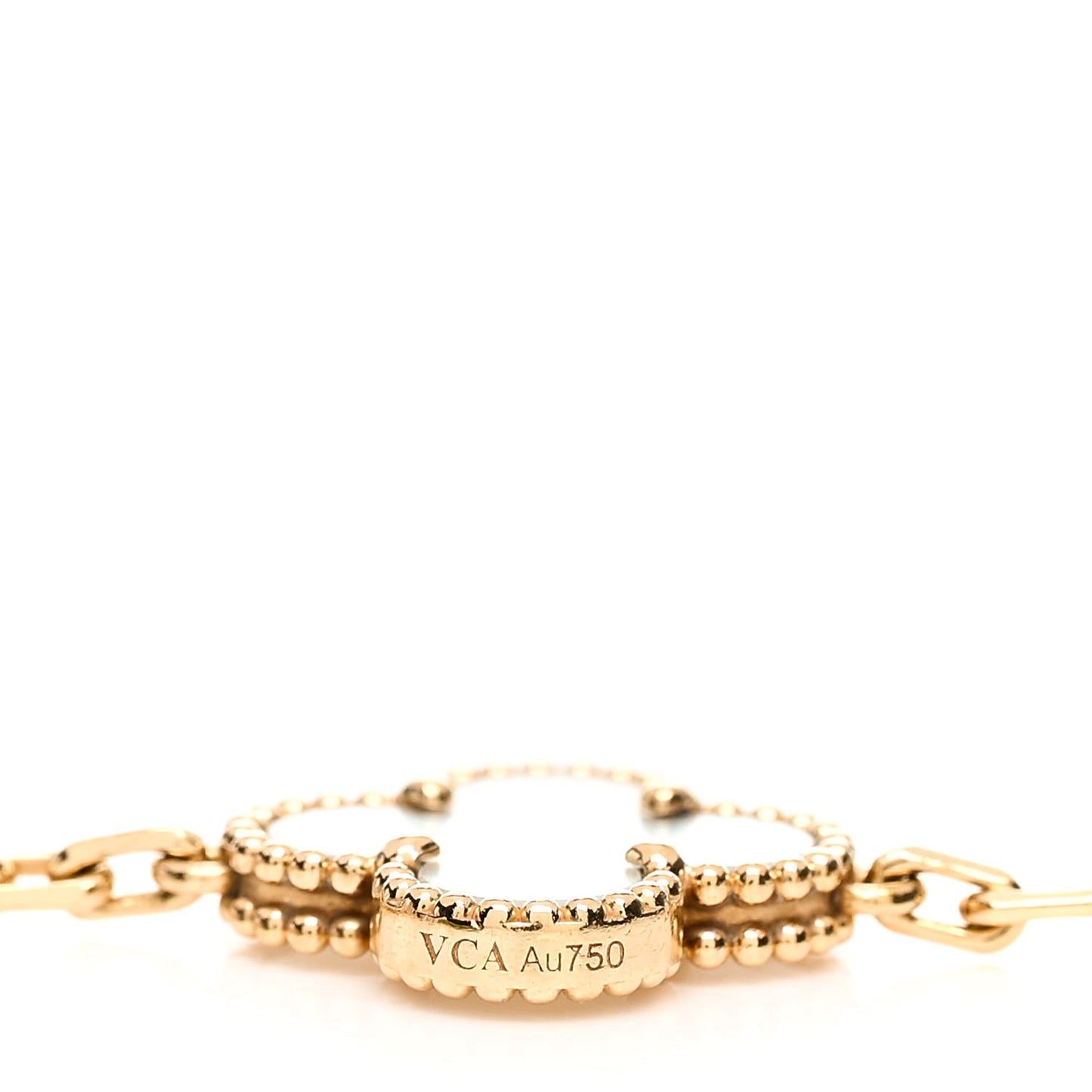 18K Yellow Gold Mother of Pearl 5 Motifs Vintage Alhambra Bracelet