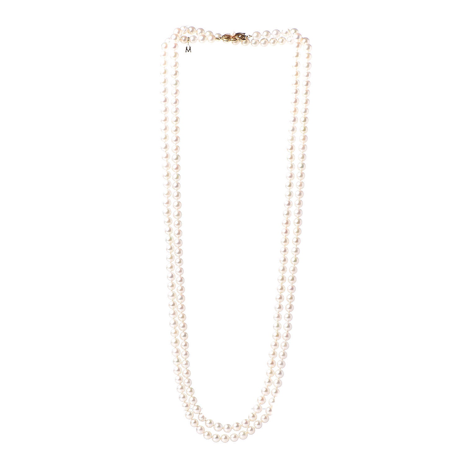 Mikimoto 18K Yellow Gold Akoya Pearl 6-6.5mm Necklace 54" 3 of 7