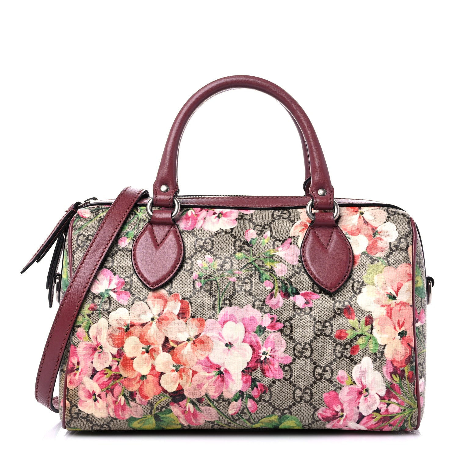 Gucci GG Supreme Monogram Blooms Small Boston Beige Multicolor Dry Rose 1 of 23
