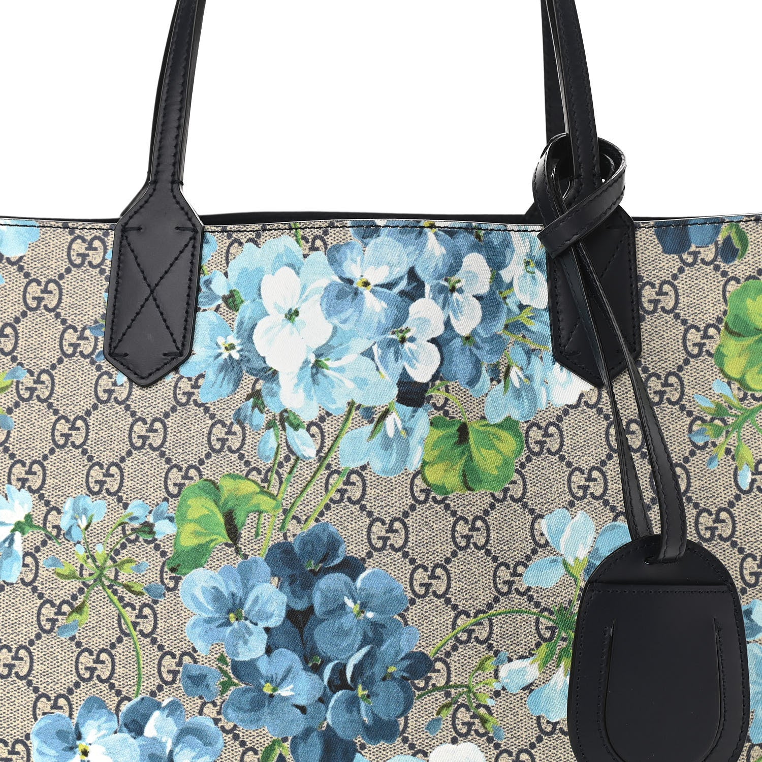 Gucci GG Supreme Monogram Blooms Medium Reversible Tote Beige Blue Navy 6 of 17
