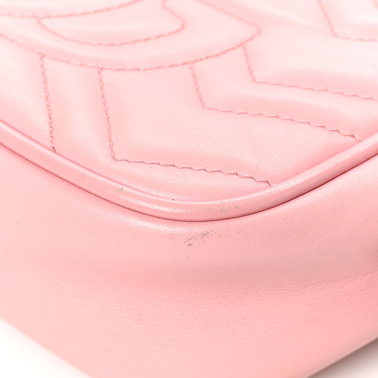 Gucci Calfskin Matelasse Mini GG Marmont Chain Shoulder Bag Wild Rose 12 of 16