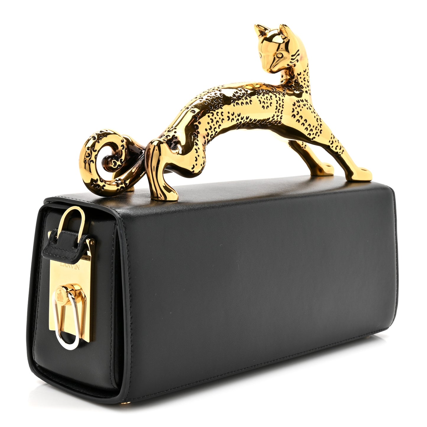 Calfskin Logo Medium Cat Pencil Bag Black