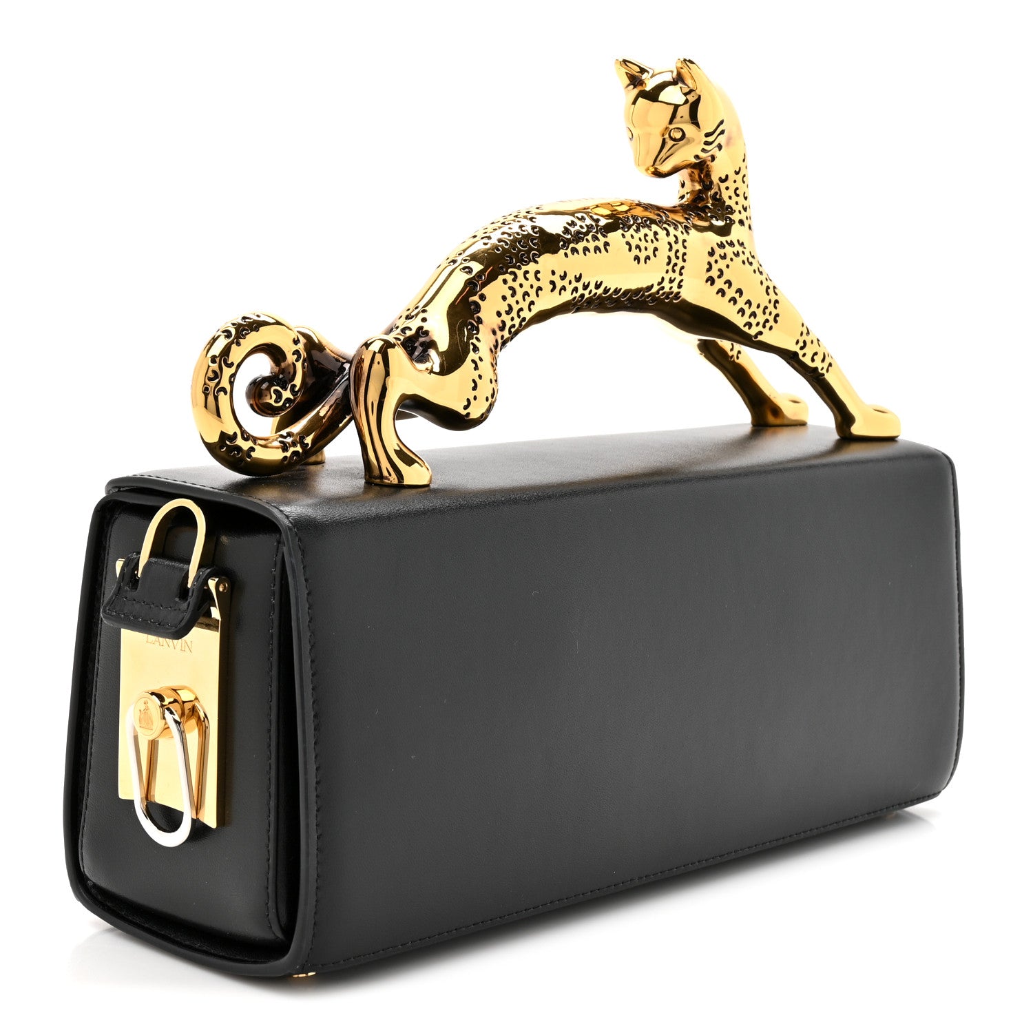 Lanvin Calfskin Logo Medium Cat Pencil Bag Black 3 of 9