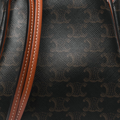 Celine Triomphe Canvas Calfskin Marlou Bucket Bag Tan 9 of 11