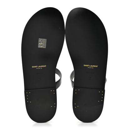 Saint Laurent Patent Calfskin Mens Cassandra Monogram Sandals 43 Black 5 of 9
