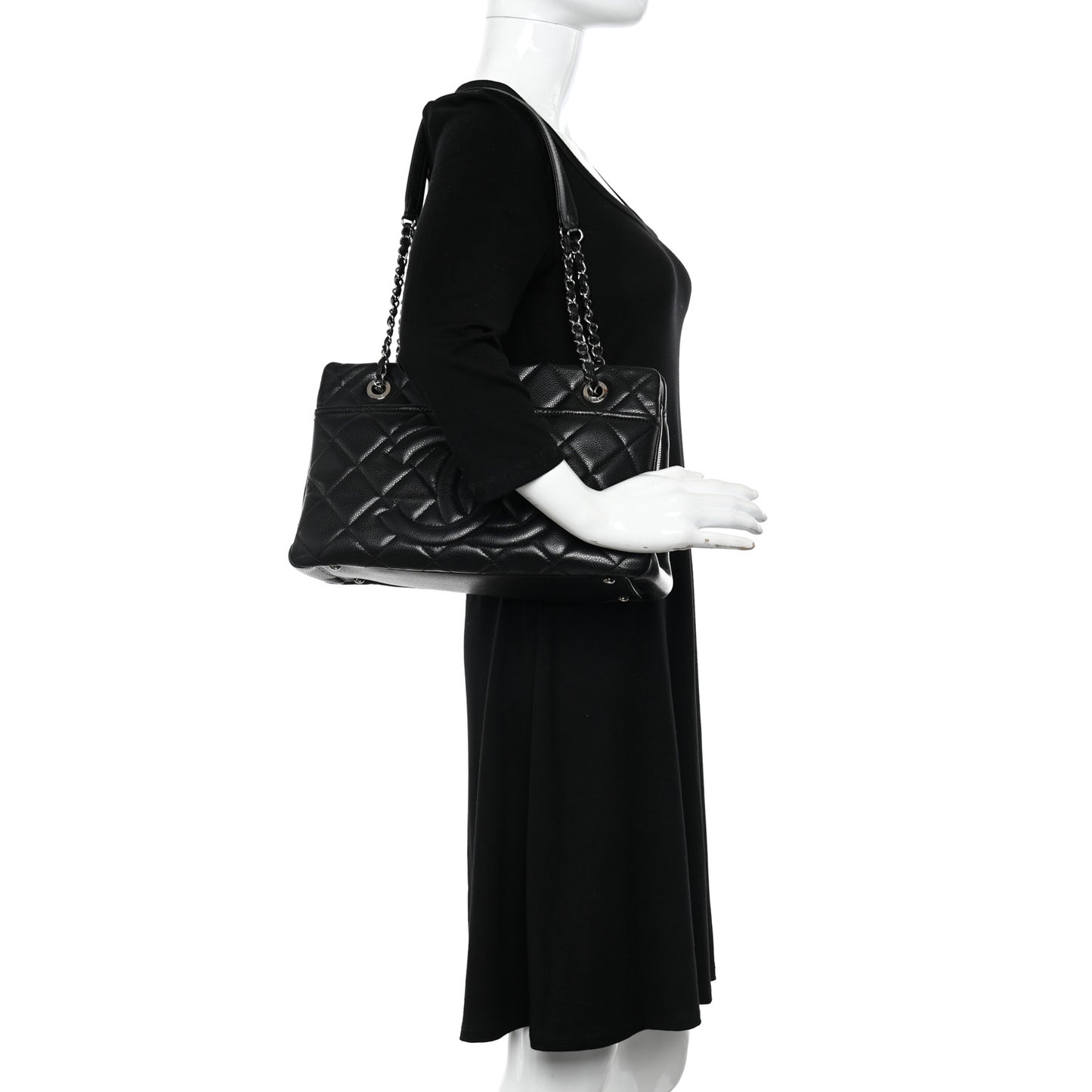 Caviar Quilted Timeless CC Soft Tote Black