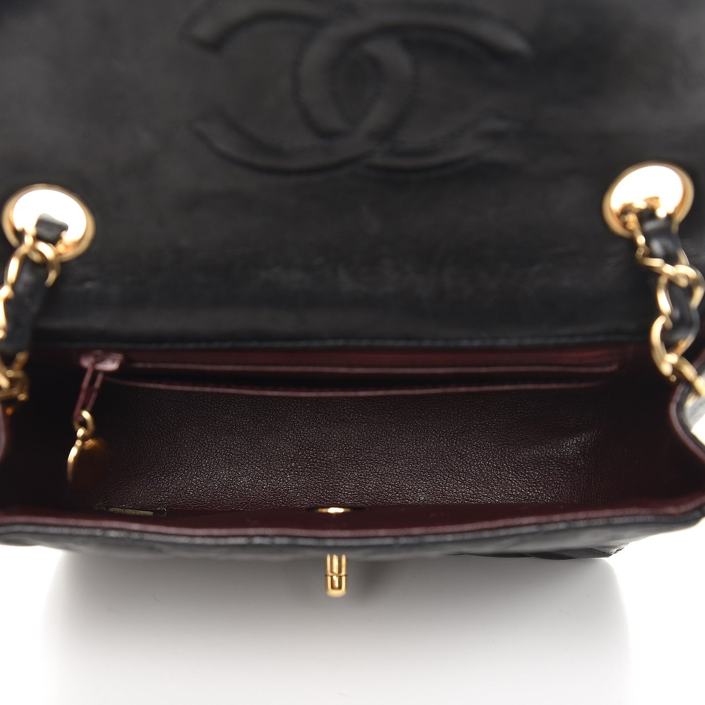 Lambskin Quilted Mini Square Flap Black